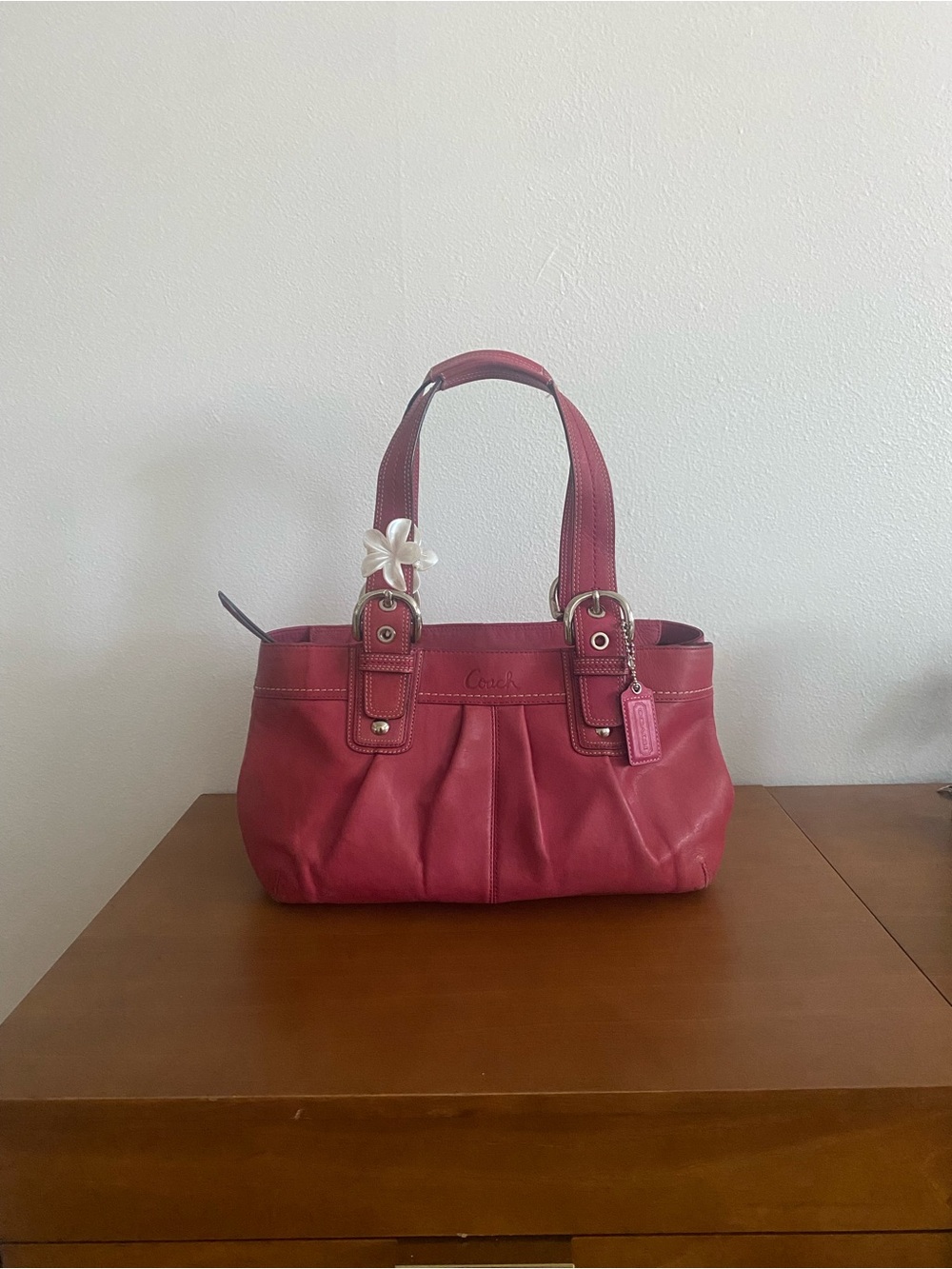 Coach Pink Leather Shoulder Tote